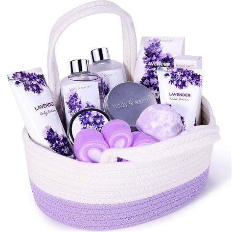 Bath Spa Gift Set, 11Pcs Body & Earth Lavender Spa Basket Body Wash Gift, Bath Shower Gift Kit ...