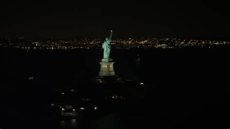 4K stock video aerial view of orbiting the back of the Statue of ...