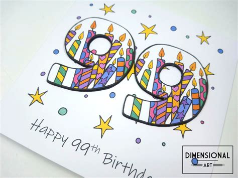 99th Number Candles Birthday Card – Dimensional Art