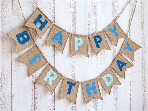 Boy birthday banner happy birthday boy banner burlap happy | Etsy