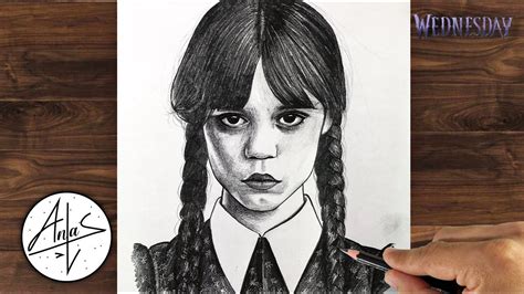 How to Draw WEDNESDAY ADDAMS | Drawing Tutorial (step by step) | Drawings, Wednesday addams ...