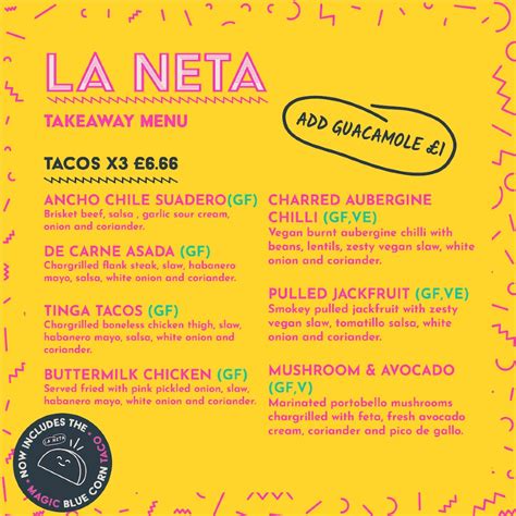 La Neta Mexican Restaurant Preston's full menu online