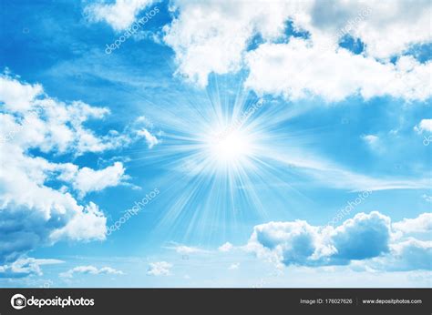 Sun Blue Sky White Clouds Nature Background Stock Photo by ©dovapi ...