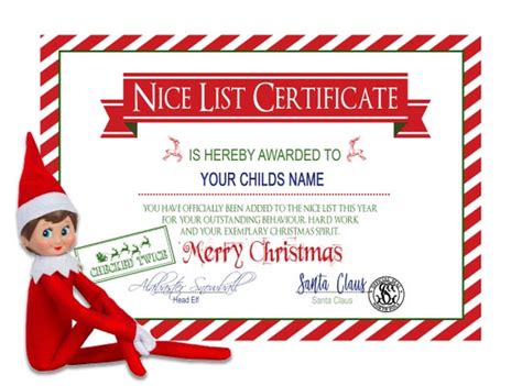 Santa Good List Certificate Free Printable