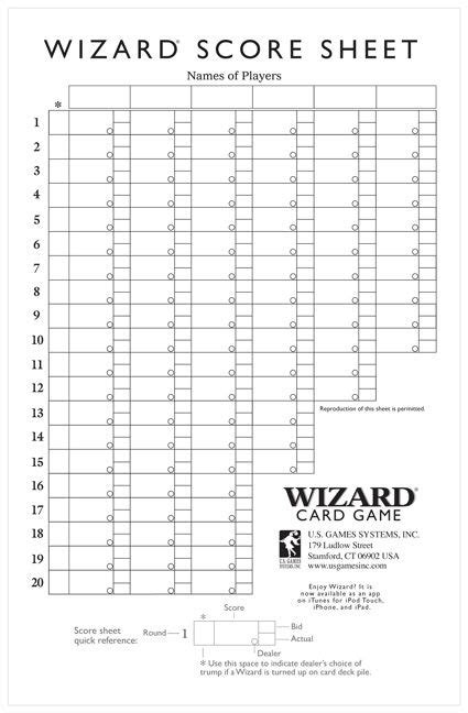 Oversized Wizard Scorepads - Walmart.com | Wizard card game, Card games, Cards