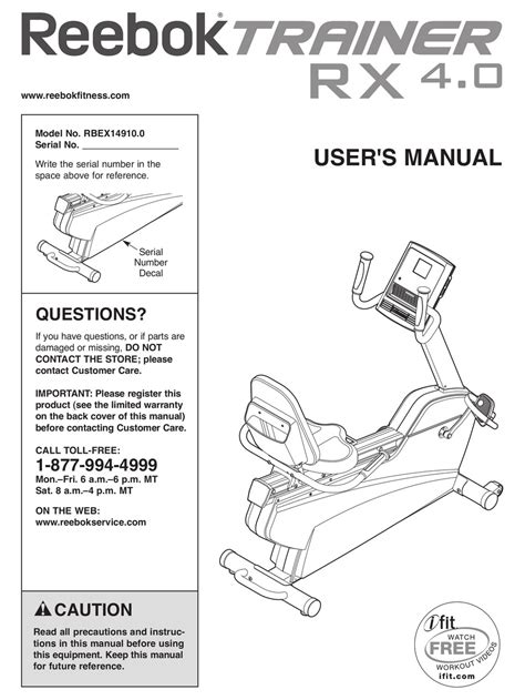 REEBOK TRAINER RX 4.0 BIKE MANUAL Pdf Download | ManualsLib