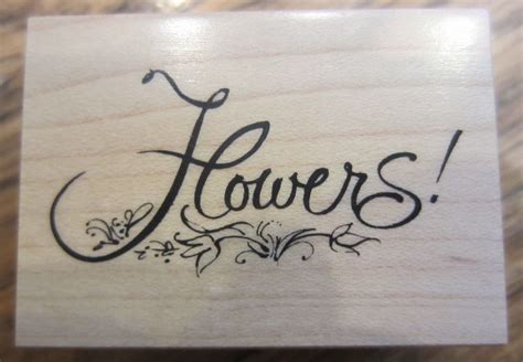 Psx D-2426 Cursive Writing Flowers 1998 Wood Mount Rubber Stamp | Dragonfly Whispers