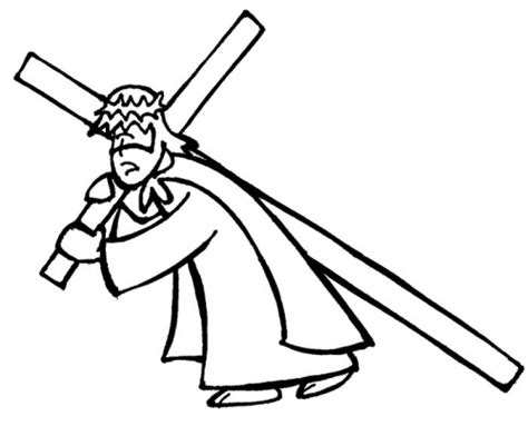 Jesus Carrying Cross Coloring Page for Kids