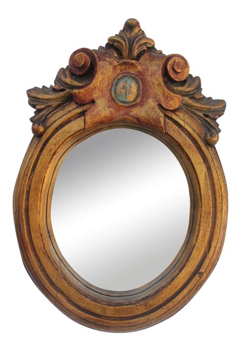 Antique Hand Carved Solid Wood Wall Mirror | Chairish