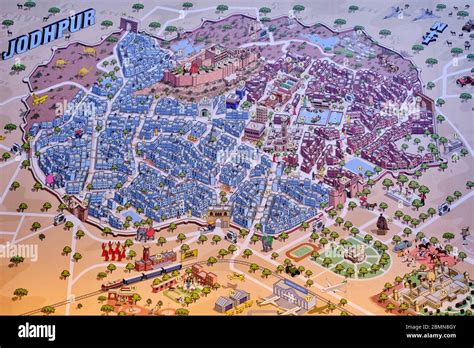 India, Rajasthan, Jodhpur, the blue city, map of the city Stock Photo - Alamy