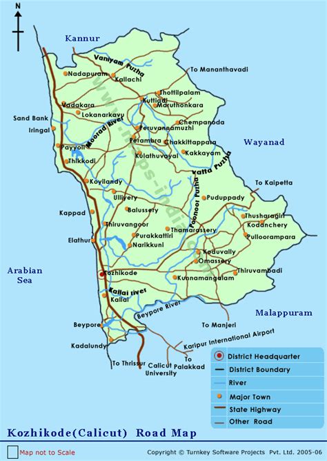 Calicut (Kozhikode) Road Map,Calicut (Kozhikode) Road Map India,Road ...