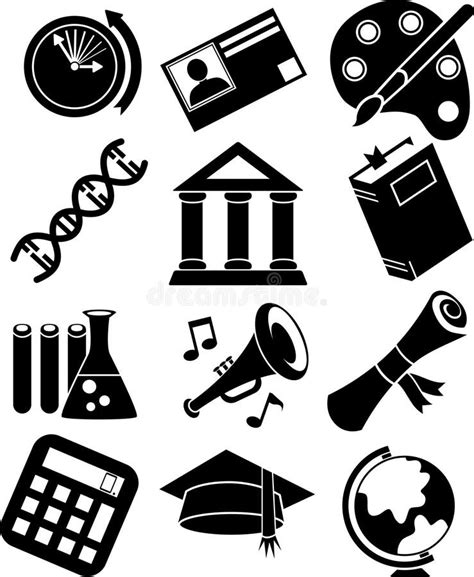 Education Icons - Black And White Stock Vector - Illustration of brush, degree: 9981654