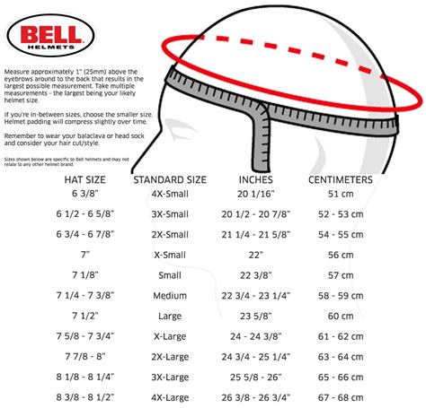 Bicycle Helmet Size Chart