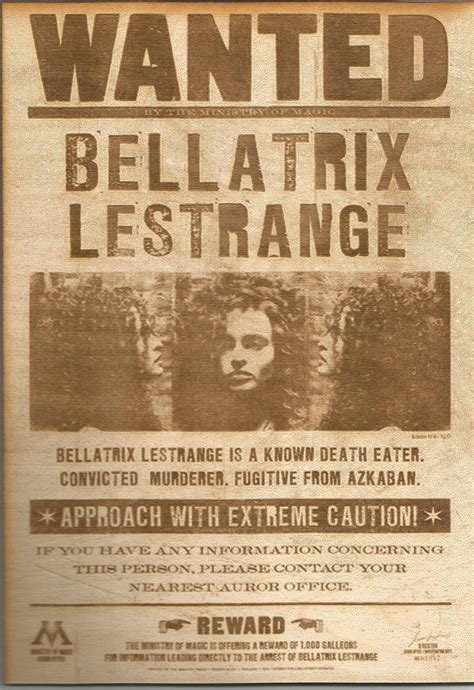 Bellatrix Lestrange Wooden Wanted Poster - Etsy