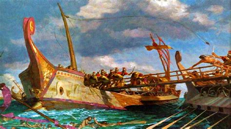 Naval battle between the Romans and Carthaginians, 260 BC. ~ the bridge ...