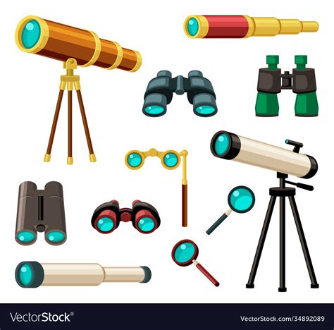 Various optical instruments set stylish gold Vector Image