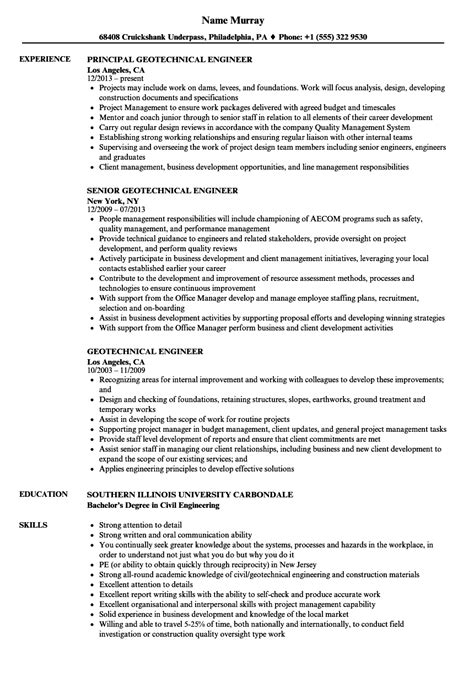 Geotechnical Engineer Resume Example