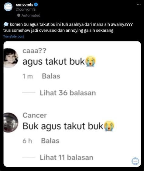 Apa Maksud Komentar Agus Takut Bu yang Viral?