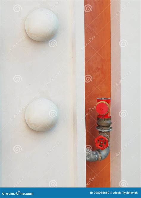 Red Fire Hydrant on the Wall. Stock Image - Image of tools, equipment ...