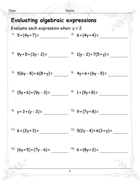 Worksheets Algebraic Expressions With Exponents