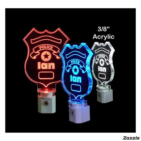 Personalized LED Police Badge Night Light | Night light, Night light kids, Led night light