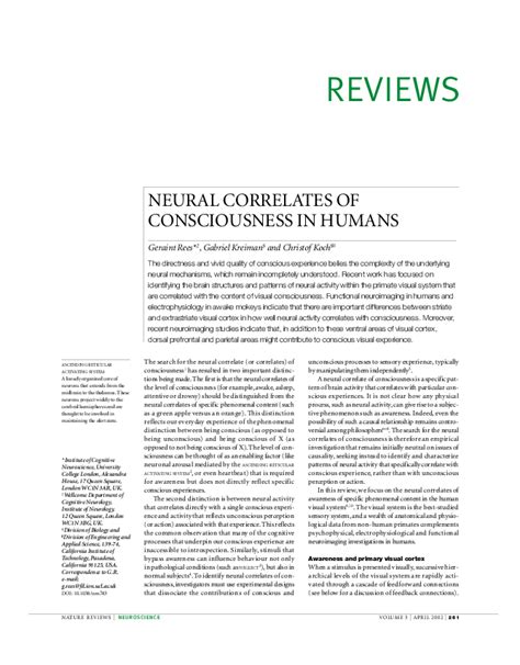 (PDF) Neural correlates of consciousness in humans | Gabriel Kreiman - Academia.edu