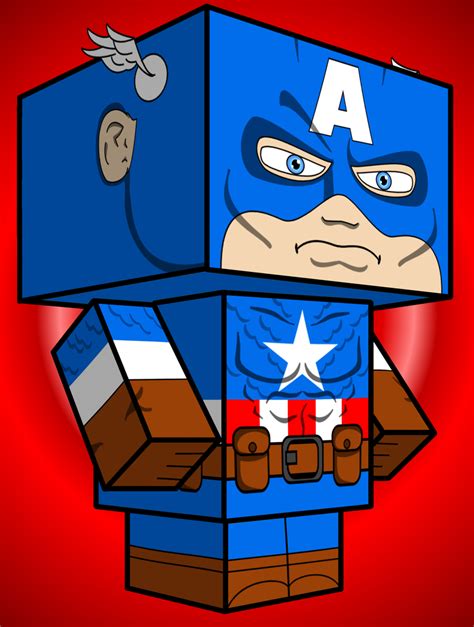 Avengers - Captain America Cube Craft Free Paper Toy - Papertoy