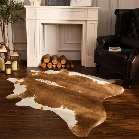 4.6 x 5.2ft BENRON Premium Cowhide Rug Faux Cow Hide Rug Modern Animal ...