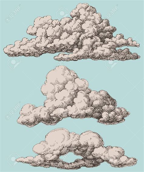 Detailed Vintage Style Clouds Vector Set Royalty Free SVG, Cliparts ...