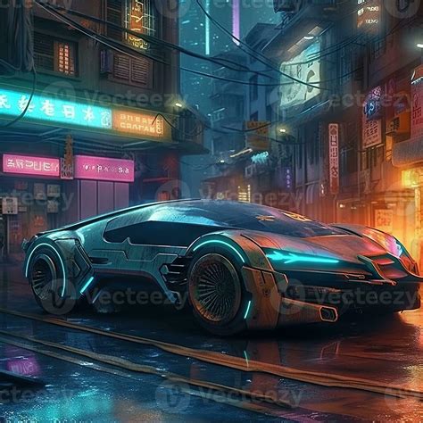 Futuristic Cyberpunk City with Super Exotic Car Concept Art ...