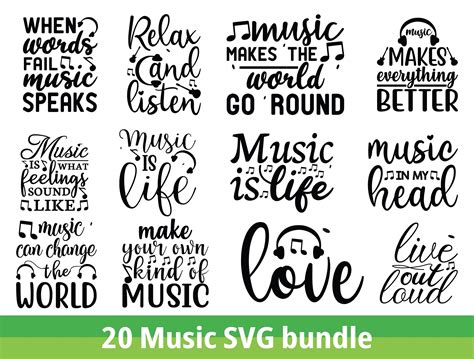 Music Quotes Svg Bundle Music Lover Quotes Svg Music Svg - Etsy