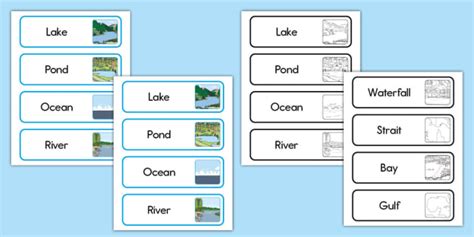 Bodies of Water Vocabulary Cards (teacher made)