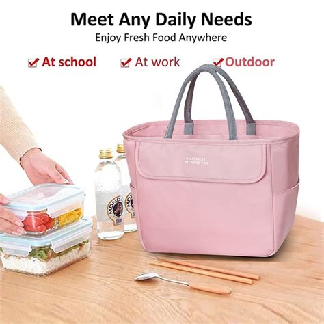 Water Insulated Container Womens Lunch Bags with Pockets Tote Lunch Bags for Women Extra Large ...