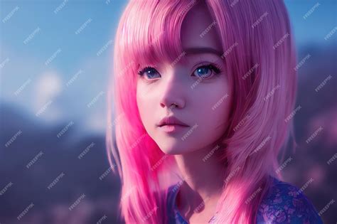 Premium Photo | Beautiful Cute Anime Pretty Young Girl. 3d rendering ...