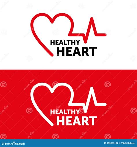 Logo Healthy Heart. Vector Line Design. Red Illustration. Graphic Design. Stock Vector ...