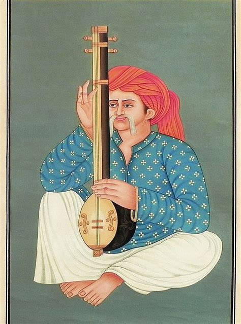 Rajput Musician - Miniature Painting on Canvas