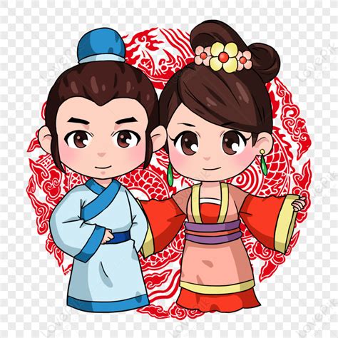 Cartoon Costume Couple Illustration PNG Transparent Background And ...