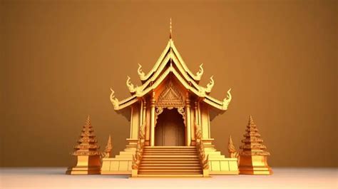 Thai Style 3d Rendering Of A House Gable Roof Shaped Pedestal For A ...