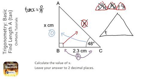 Trigonometry: Basic Find Length A (tan) (Grade 5) - OnMaths GCSE Maths ...