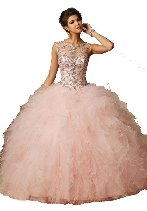 2015 Light Pink Quinceanera Dresses Sheer Scoop Illusion Sleeveless ...