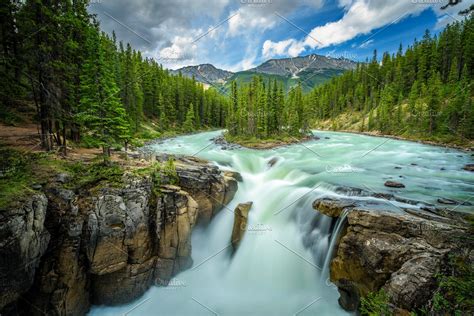 Sunwapta Falls in Jasper National Park, Canada | High-Quality Nature Stock Photos ~ Creative Market