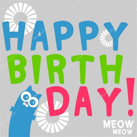 Birthday postcard cute funny cat Stock Vector by ©littlepaw 12051435