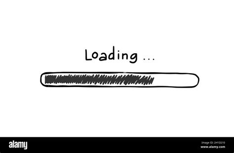 Loading bar doodle element. Hand drawn line sketch style. Slow download ...