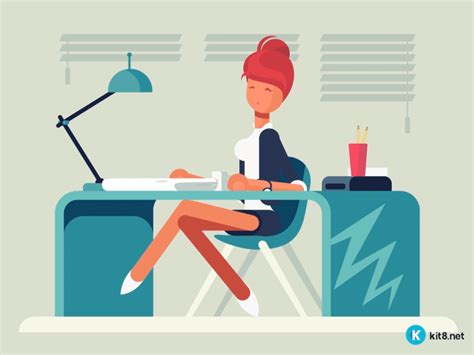 Girl at the workplace by Tigran Manukyan for Kit8 on Dribbble