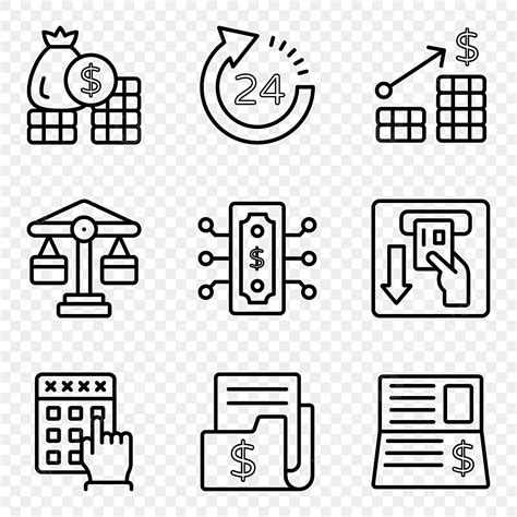 Finance Investment Bank Vector Hd PNG Images, Finance And Banking Linear Icons Pack, Icons Pack ...