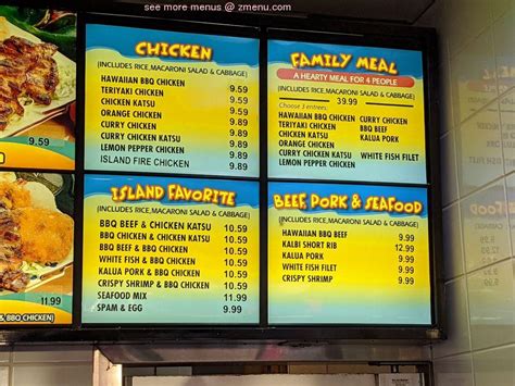 Menu at Ono Hawaiian BBQ, Scottsdale, N Frank Lloyd Wright Blvd