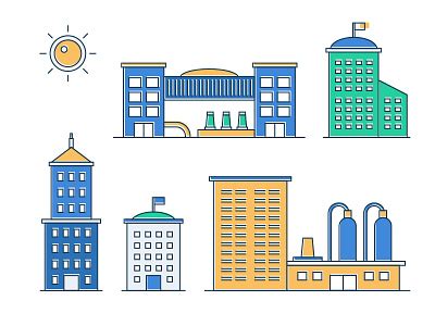 Line Design City Buildings by Boyko on Dribbble