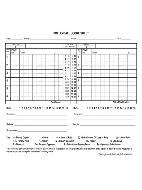 Free Printable Volleyball Score Sheet Template - Printable Templates Free