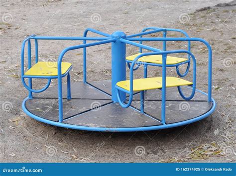 Playground Roundabout or Merry-go-round at Children Playground Stock Image - Image of child ...