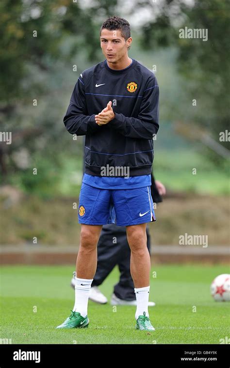 Manchester United's Cristiano Ronaldo takes part in training practice at the club's Carrington ...